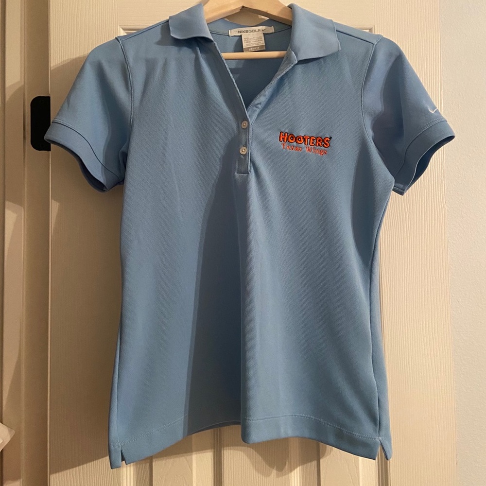 Hooters baby blue Nike dry fit polo Texas Wings